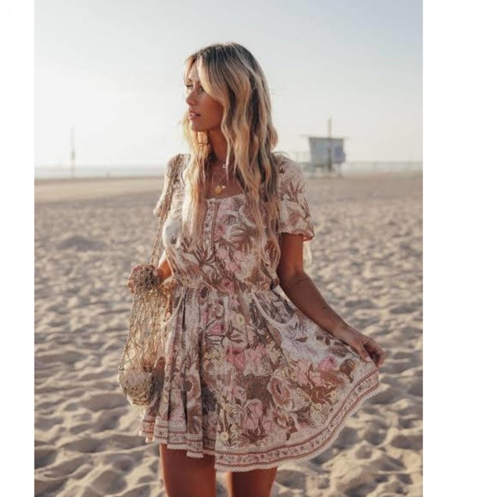 SPELL & THE GYPSY |  Jungle Boho Floral Mini Fit Flare Dress Size Small